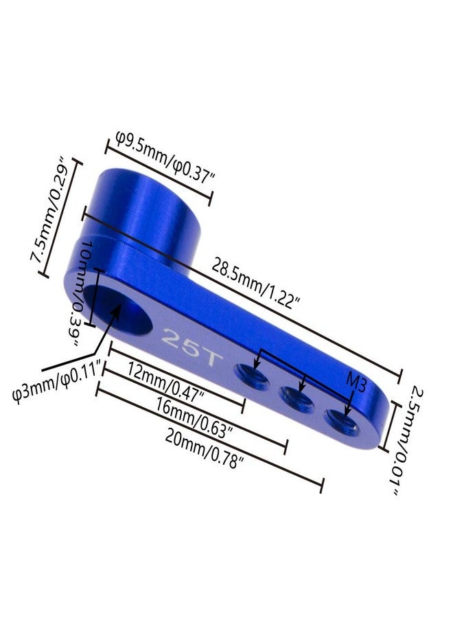 COJOYS Aluminum 28.5mm 25T Teeth Tooth Steering Half Servo Arm Horn 2-Pack for 1/10 Rc Hobby Model Car/Boat Futaba Traxxas Slash, Cojoys (Dark Blue) - Image 4